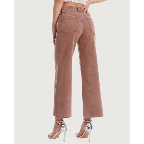 NEW BAYEAS jordan high rise wide leg denim jeans in cappuccino - Picture 3 of 6